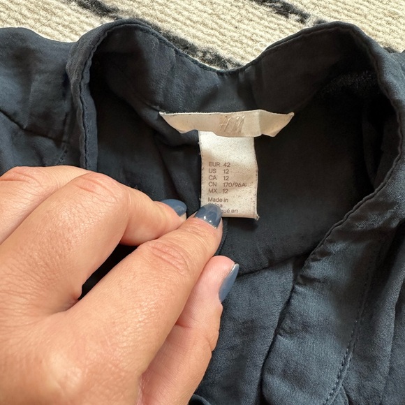 Navy H&M Lace-Up Blouse - Picture 4 of 7